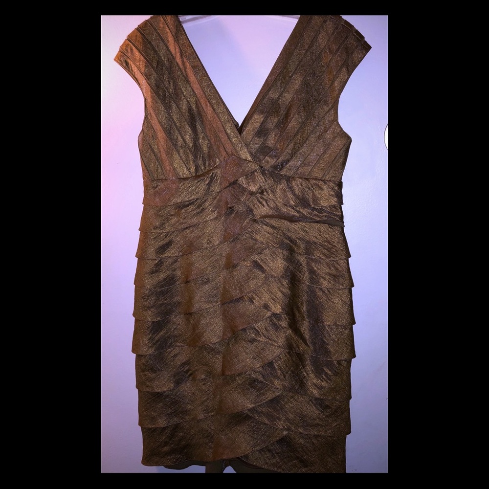 Adrianne Papell gold brown dress size 10